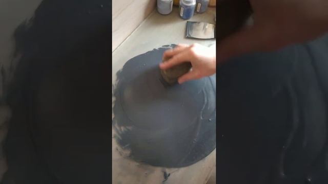 Минеральные пигменты, растирка по стеклу курантом, роскрыш