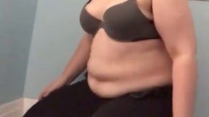 Fat Girl Tries To Fit Her Belly Into Tight Outgrown Jeans, Button Pop