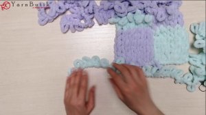 ❤ Плюшевый плед своими руками из Alize Puffy с квадратным узором. Подробное описание ❤