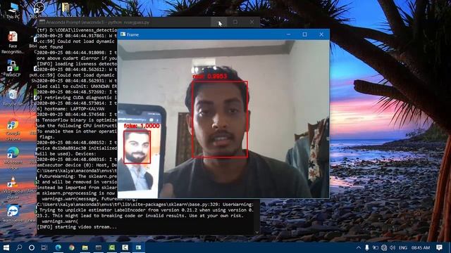 Liveness detection using OpenCV python