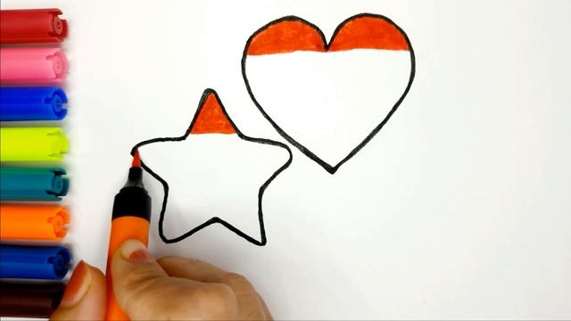 Drawing heart star for children|Bolalar uchun yurak  yulduz chizish|Рисуем сердце и звезду для дете