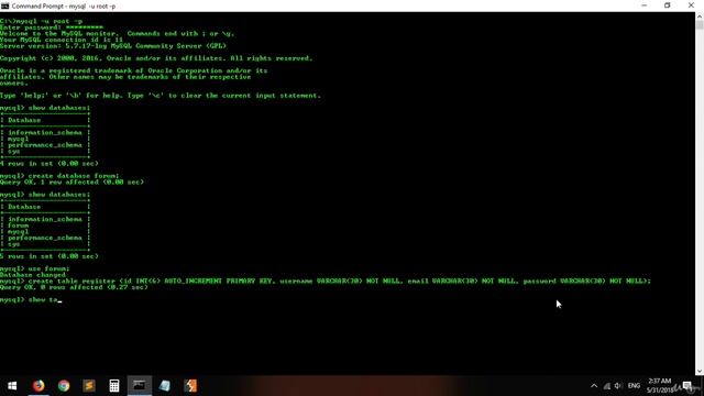 002: Setting up the database