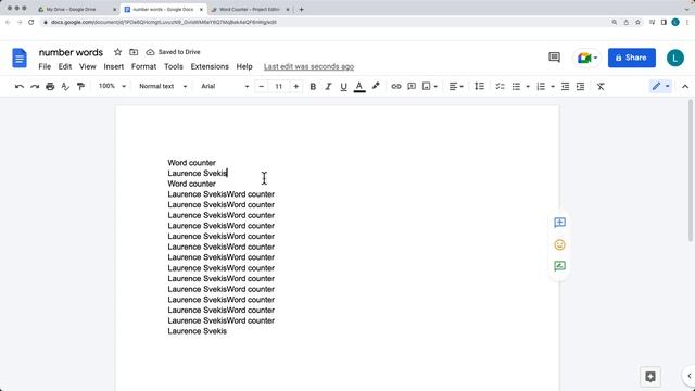 Apps Script Doc word Counter App Example