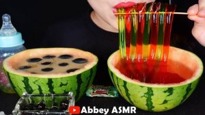 ASMR RAINBOW DRINKS *GIANT BOBA WATERMELON PARTY KEG BUBBLE TEA, FROG EGGS, 신기한 물 먹방 DRINKING SOUND