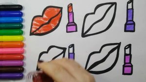 Glitter Lips Makeup Lipstick coloring and drawing for kids toddlers