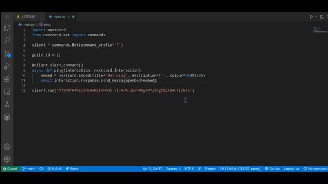 Python: Making a Discord bot (Part 1: Setup) ( Making Slash Ping Commands )