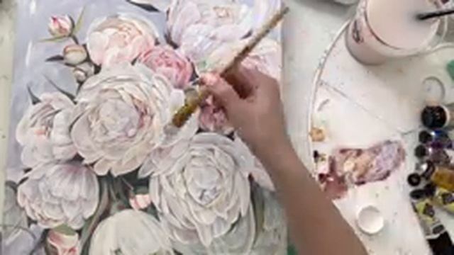Рисуем белые пионы. Урок из курса