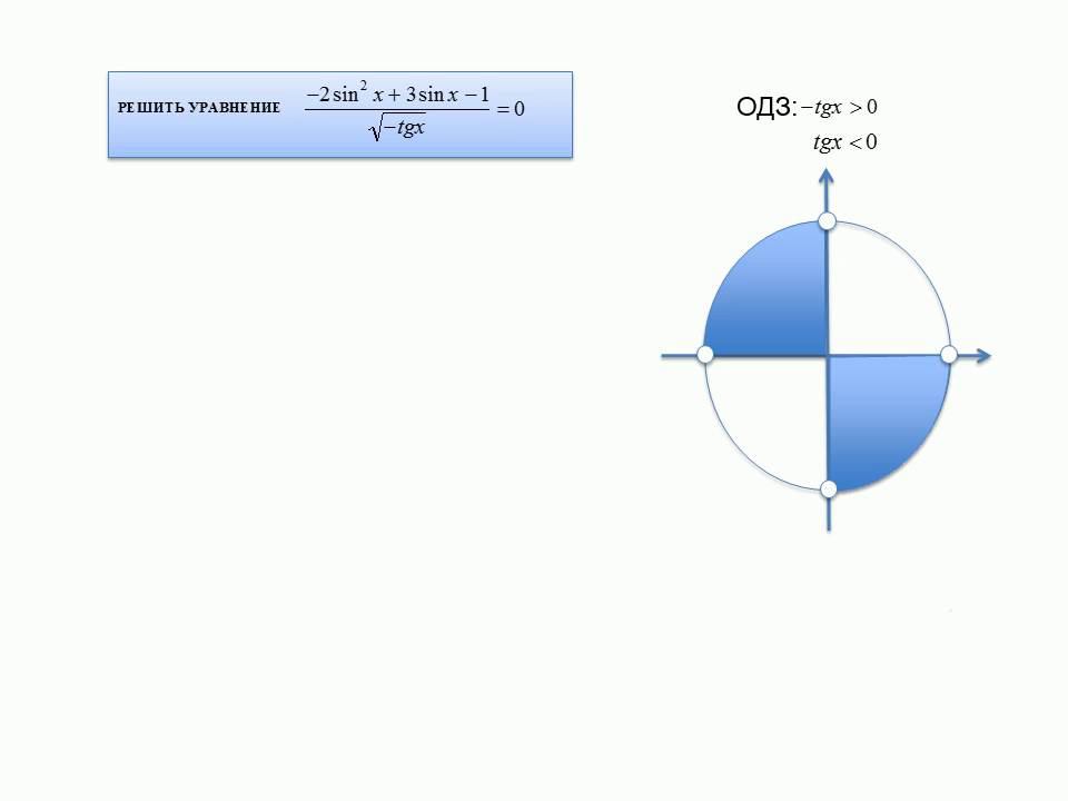 Математика. Пример решения тригонометрического уравнения с ОДЗ