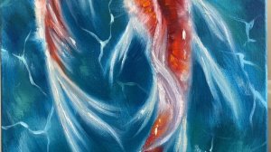 Картина маслом рыбки кои