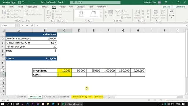 Excel Data Table in Tamil | What If Analysis | Prabas MS Office смотреть онлайн