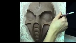 Mask making. Mask of DJ HEX . Sculpting mask in clay.