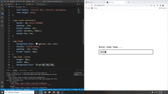 How To Create Add Tags Input Using React.js | React Hooks & CSS