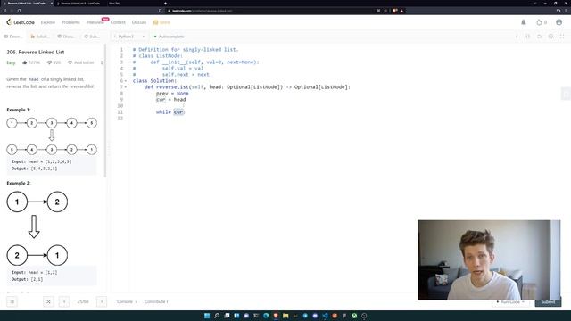 Разбор задачи с собеседования. Leetcode Reverse Linked List смотреть онлайн