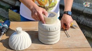 DIY Цветочный горшок из цемента и пластиковых бутылок своими руками Поделки из цемента Кашпо Вазоны