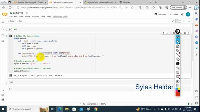 Who is the self in python programming | Object Oriented Programming |  By Sylas Halder Class -24