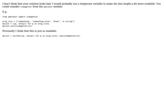 Code Review: Sorting strings by length - functional Python (5 Solutions!!)