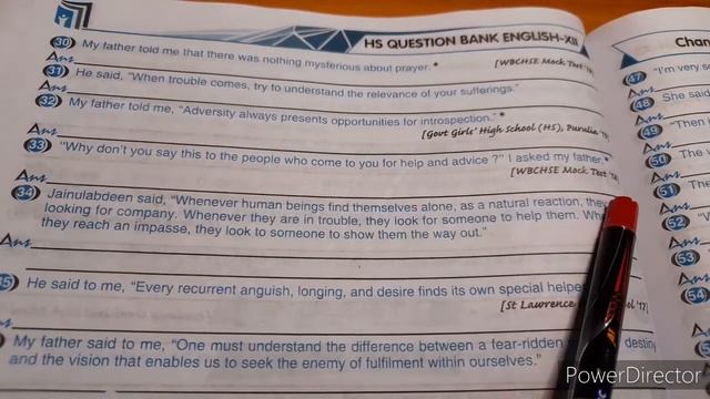 Ray And Martin Question Bank English/HS Grammar/The Strong Roots/Narration Change/Class 12.