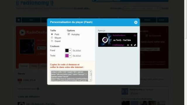  TUTOComment mètre sa radio sur un site  trouver le code HTML de sa radio