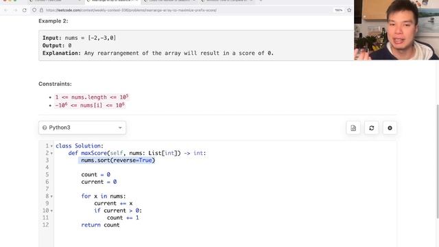 2587. Rearrange Array to Maximize Prefix Score (Leetcode Medium) смотреть онлайн