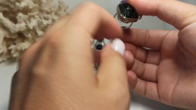 Серебряные кольца с натуральными камнями (50)