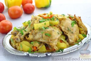 Фокус в рукаве).
КУРИЦА С КАРТОШКОЙ И КАПУСТОЙ