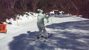 Jane Phillips the Speed Demon passes some slowboarders Falls Creek 2010