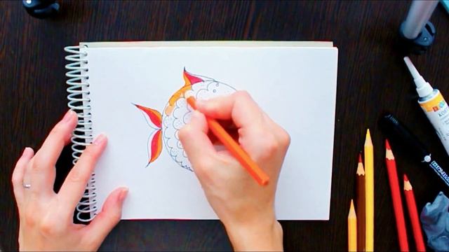Как нарисовать золотую рыбку / видео уроки рисования для детей смотреть онлайн