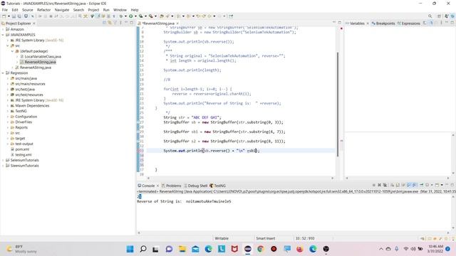 How to reverse a String without String Buffer and Builder || Reverse a String Java Program