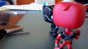 Patrick's fight between his Deadpool funko pop and his brother's black panther funko pop funko