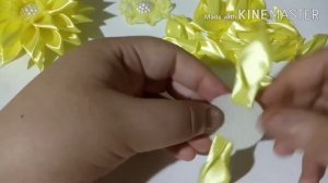 Красивый цветок из атласной ленты 2,5см канзаши. Подсолнух. МК