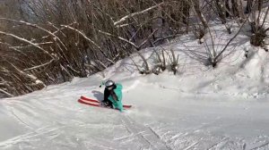Разворот на лыжах с помощью руки для начинающих. how to hand drag 180