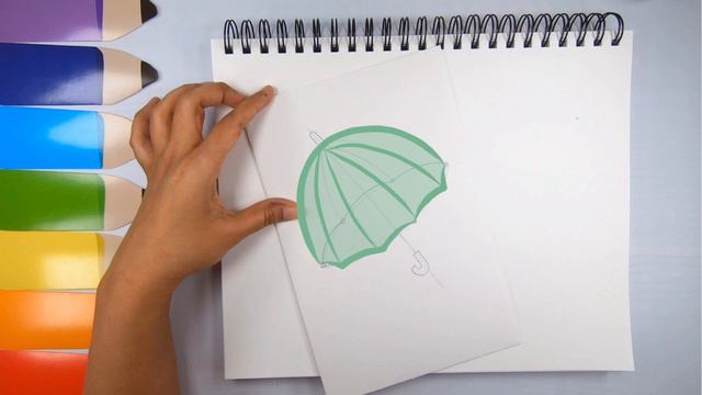 How To Draw A Translucent Rainbow Umbrella - Spring Art- Easy Step by Step Coloring for Kids