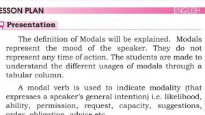 9th English Modals Lesson plan