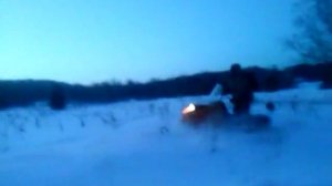 Снегоход Буран, покатушки, на трёх снегоходах.