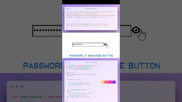 Password Show Hide Button #html #css #javascript