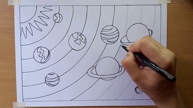 solar system drawing | how to draw solar system | solar system planets drawing ,solar system projec