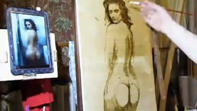 Этап 1. Набросок фигуры одним цветом, быстрый скетч. смотреть онлайн