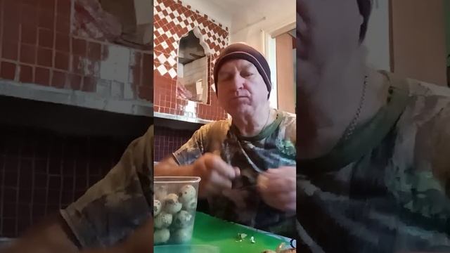Ем сырые перепелиные яйца прикупил на пьтичьем рынке
