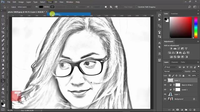 Adobe Photoshop - Pencil Sketch Effect смотреть онлайн