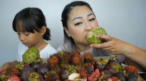 Exotic Fruit Platter *Mangosteen, Sugar Apple & Rambutan Mukbang | N.E Let's Eat