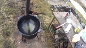 КУПИЛ КАЗАН И ПЕЧЬ, ОБЖИГАЕМ, ГОТОВИМ ПЕРВЫЙ РАЗ!