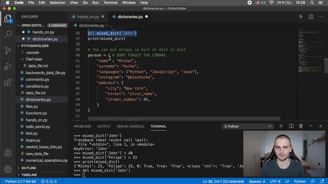 L15 Python Machine Learning Course | Dictionaries – смотреть онлайн ...