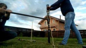 Крутим 57 сваи для беседки