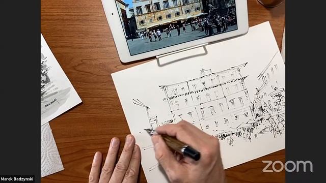 Monochrome Urban Sketching with Ink and Graphite Wash (Marek Badzynski) смотреть онлайн