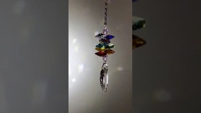 3" Swarovski crystal Leaf prism & Colorful Cascade Crystal Ornament by CrystalPlace, Suncatcher смотреть онлайн