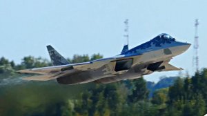 Истребитель Су-57 жаркий пилотаж