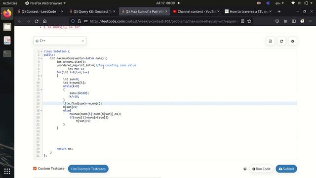 6164. Max Sum of a Pair With Equal Sum of Digits смотреть онлайн
