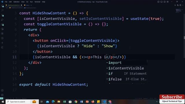 React JS Tutorial - Basic to Advance  ?  Hide, Show and Toggle in ReactJs || Ujjwal Technical Tips