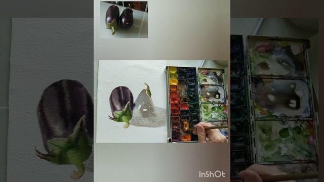 Рисуем баклажаны акварелью. смотреть онлайн