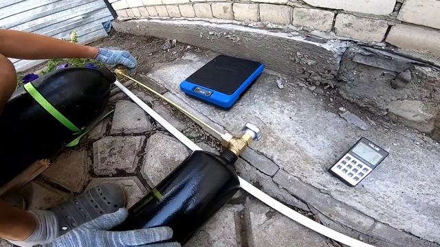 ЗАПРАВКА АЗОТОМ 5л баллона из 40л баллона смотреть онлайн